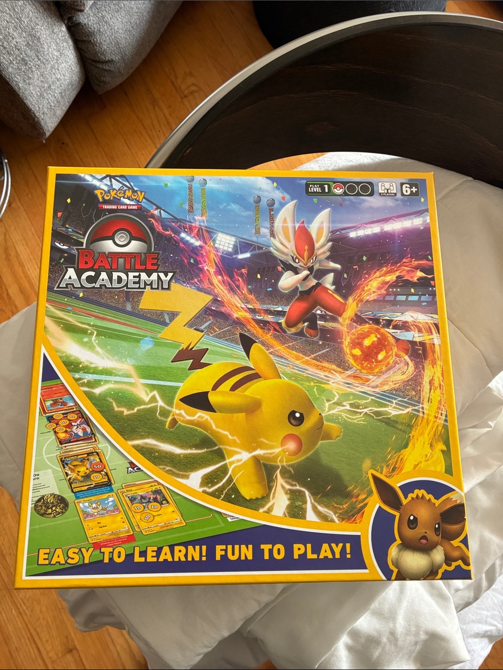 Pokemon Battle Academy Board Game - Yellow Pikachu & Red Cinderace Artwork